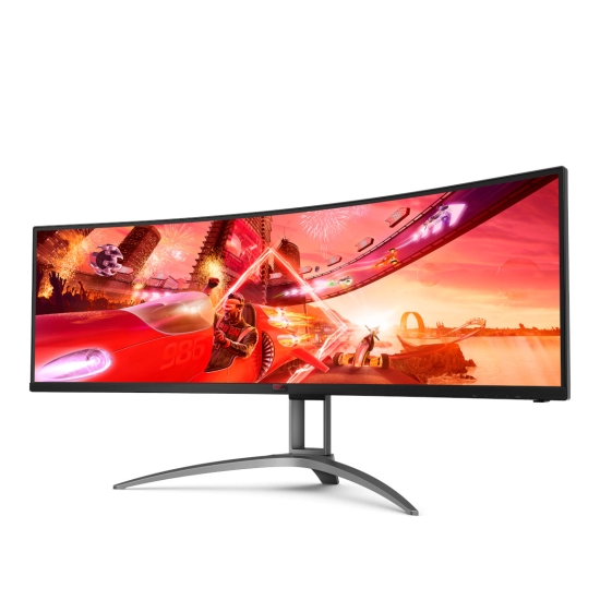 Monitor 49incha AOC AGON AG493UCX2, Dual QHD 5K, VA, 165Hz, 1ms, 550cd/m2, 3000:1, USB-C, 3x USB, KVM, zakrivljeni, zvučnici, crni