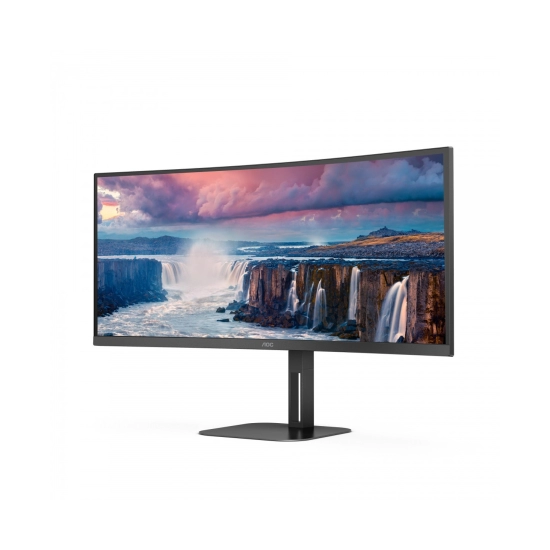 Monitor 34incha AOC CU34V5C, WQHD, VA, 100Hz, 1ms, 300cd/m2, 3000:1, USB-C, 4x USB, zakrivljeni, zvučnici, crni