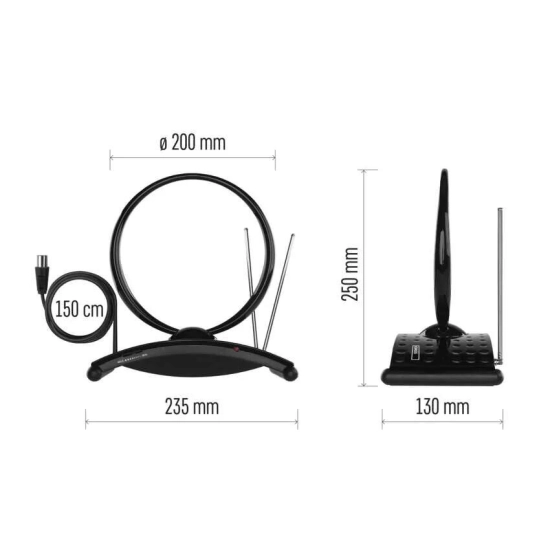 Antena EMOS CITY RING-C550, FM/DAB/DVB-T/T2, 0-25km, sobna, aktivna, filter LTE/4G/5G Antena EMOS CITY RING-C550, FM/DAB/DVB-T/T2, 0-25km, sobna, aktivna, filter LTE/4G/5G