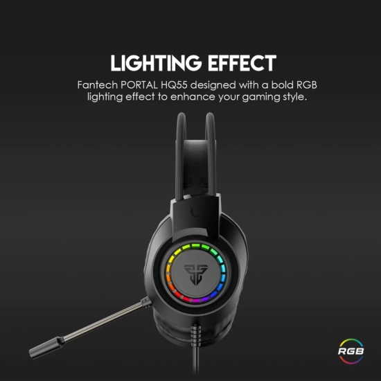 Slušalice FANTECH Portal HQ55, gaming, žične, USB A, 3.5mm, mikrofon, crne
