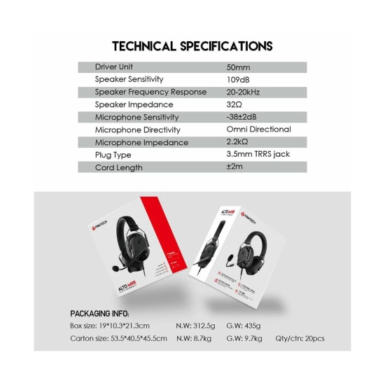 Slušalice FANTECH Alto MH91, gaming, žične, USB A, 3.5mm, mikrofon, crne