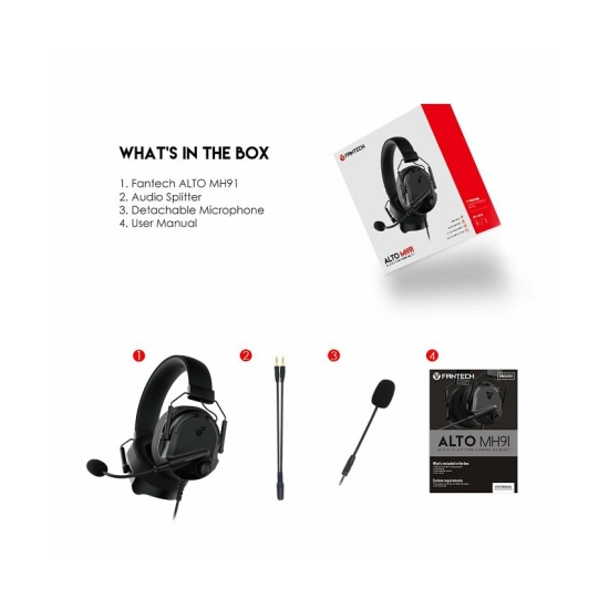 Slušalice FANTECH Alto MH91, gaming, žične, USB A, 3.5mm, mikrofon, crne
