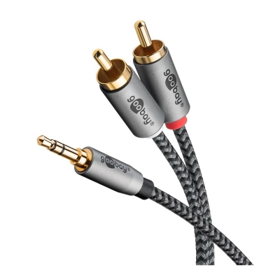 Kabel GOOBAY, 3.5mm (M) na 2x RCA (M), 1m, crni   - Audio kabeli