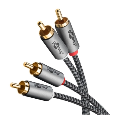 Kabel GOOBAY, 2x RCA (M) na 2x RCA (M), 2m, crni   - Audio kabeli