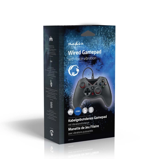 Gamepad NEDIS GGPD110BK, žični, USB A, za PC, crni