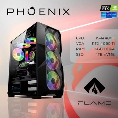 Računalo gaming PHOENIX FLAME Y-559, Intel i5-14400F, 16GB, 1TB SSD, GeForce RTX 4060 Ti, NoOS   - Gaming računala