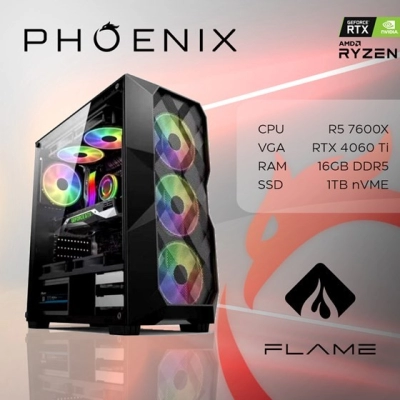 Računalo gaming PHOENIX FLAME Y-560, AMD Ryzen 5 7600X, 16GB, 1TB SSD, GeForce RTX 4060 Ti, NoOS   - RAČUNALA