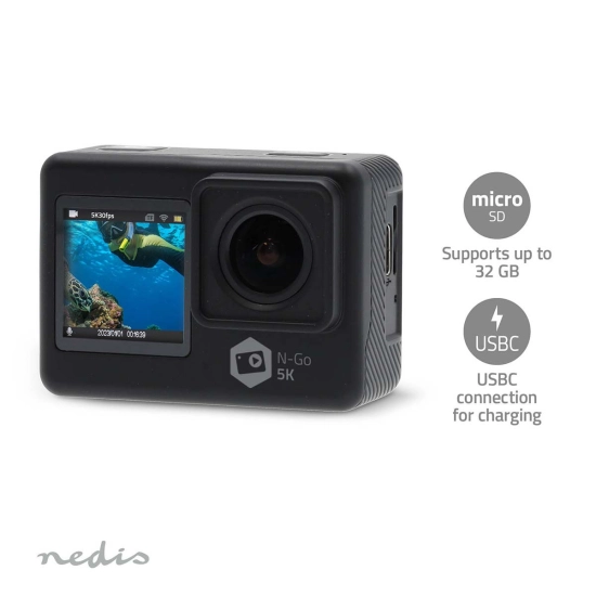 Akcijska kamera NEDIS, 24 MP, 5.3K, crna, ACAM71BK Akcijska kamera NEDIS, 24 MP, 5.3K, crna, ACAM71BK