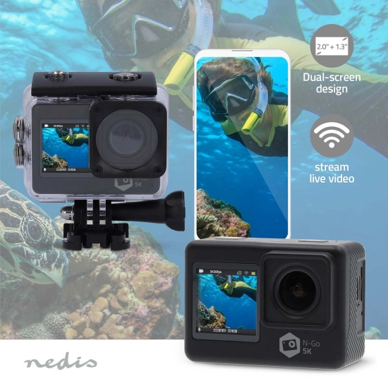 Akcijska kamera NEDIS, 24 MP, 5.3K, crna, ACAM71BK Akcijska kamera NEDIS, 24 MP, 5.3K, crna, ACAM71BK