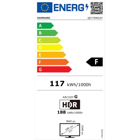 Televizor OLED 77incha SAMSUNG QE77S90CATXXH, Smart TV, 4K UHD, DVB-T2/C/S2, HDMI, Wi-Fi, USB, energetski razred G