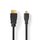 Kabel NEDIS CVGL34700BK15, HDMI (M) na micro HDMI (M), crni, 1.5m, 4K@30Hz, ethernet