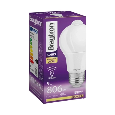 Žarulja LED Braytron BA14-70920 9W 3000K 806lm E27 A60 IP20 sa senzorom    - LED žarulje