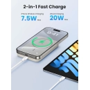 Prijenosno napajanje powerbank UGREEN, 10.000 mAh, bežično punjenje do 15W, USB C, Power Delivery do 20W, bijeli