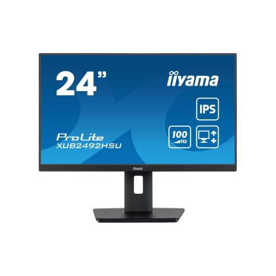 Monitor 23.8incha IIYAMA XUB2492HSU-B6, FHD, IPS, 100Hz, 0.4ms, 250cd/m2, 1300:1, 4x USB, pivot, zvučnici, crni   - IIYAMA