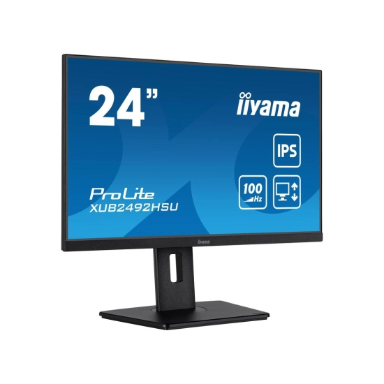 Monitor 23.8incha IIYAMA XUB2492HSU-B6, FHD, IPS, 100Hz, 0.4ms, 250cd/m2, 1300:1, 4x USB, pivot, zvučnici, crni