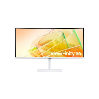 Monitor 34incha SAMSUNG ViewFinity S6 LS34C650TAUXEN, UWQHD, VA, 100Hz, 5ms, 350cd/m2, 3000:1, 3x USB, zakrivljeni, zvučnici, bijeli   - MONITORI I OPREMA