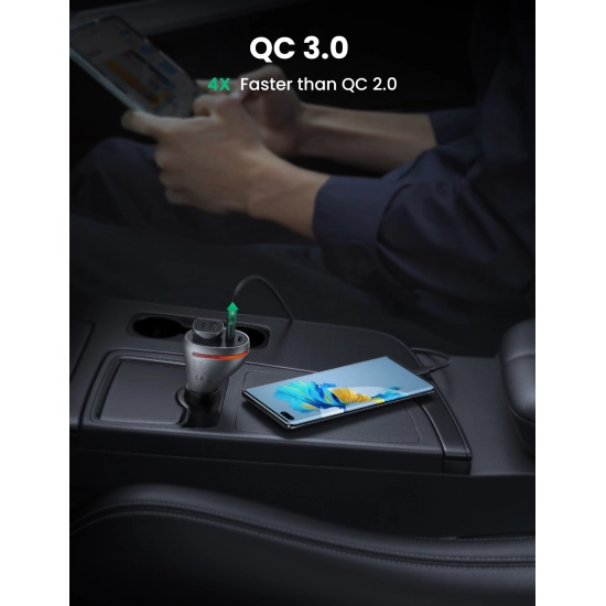 Auto punjač UGREEN, 84W, USB C, USB A, PD, QC 4.0, srebrni