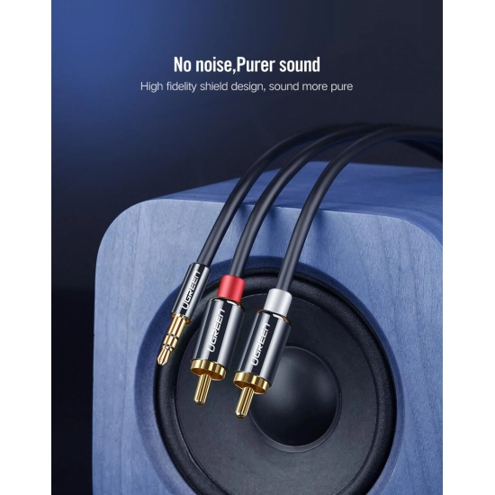 Kabel UGREEN, 3.5mm (M) na 2xRCA (M), pozlaćeni, 1m Kabel UGREEN, 3.5mm (M) na 2xRCA (M), pozlaćeni, 1m