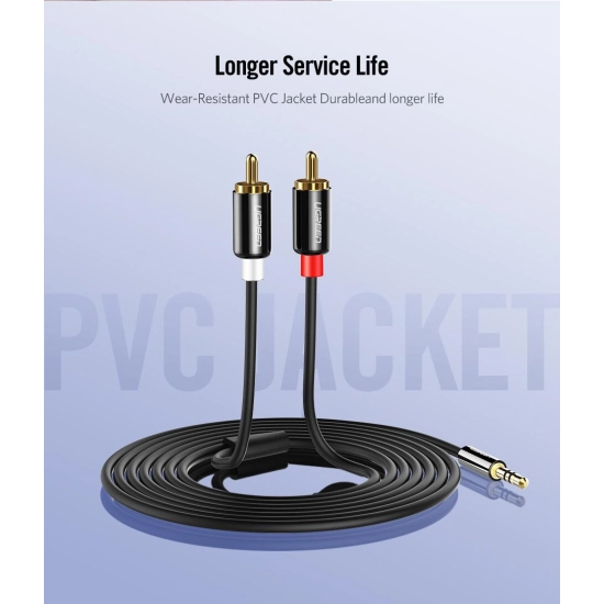 Kabel UGREEN, 3.5mm (M) na 2xRCA (M), pozlaćeni, 1m Kabel UGREEN, 3.5mm (M) na 2xRCA (M), pozlaćeni, 1m