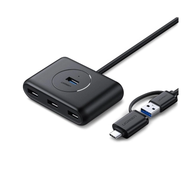 USB HUB UGREEN, USB C/A 3.0, 4-portni, crni, 1m   - Hlađenja, stalci, docking i USB hubovi