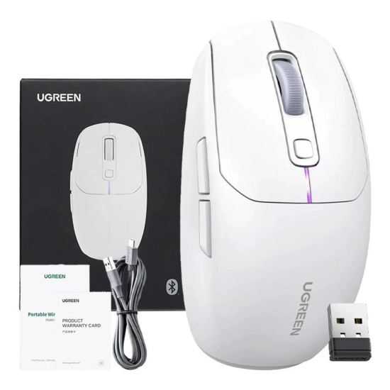 Miš UGREEN, bežični, Bluetooth, USB A, bijeli Miš UGREEN, bežični, Bluetooth, USB A, bijeli