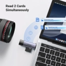 Čitač memorijskih kartica UGREEN, USB C/A 2.0, TF/microSD/SD kartice, sivi