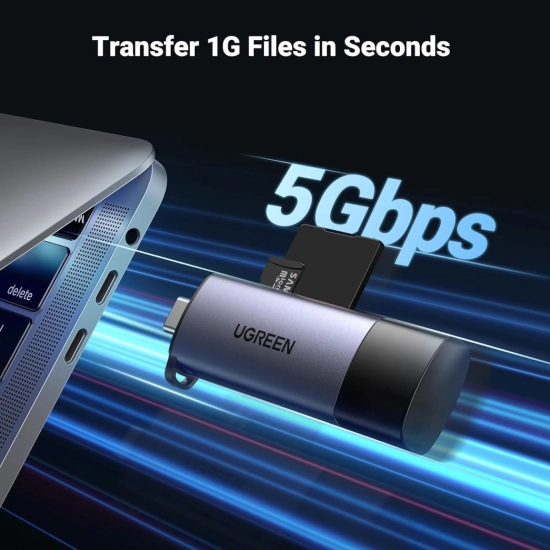 Čitač memorijskih kartica UGREEN, USB C/A 2.0, TF/microSD/SD kartice, sivi Čitač memorijskih kartica UGREEN, USB C/A 2.0, TF/microSD/SD kartice, sivi