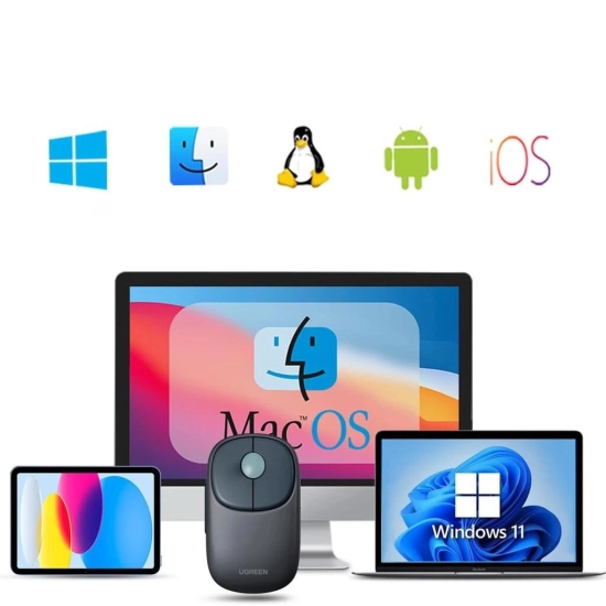 Miš UGREEN FUN+, bežični, Bluetooth, USB A, plavi