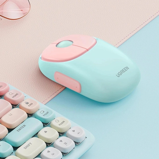 Miš UGREEN FUN+, bežični, Bluetooth, USB A, zeleno rozi Miš UGREEN FUN+, bežični, Bluetooth, USB A, zeleno rozi