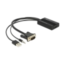 Adapter DELOCK, HDMI (Ž) na  VGA (M) USB 2.0 A 3.5mm, crni