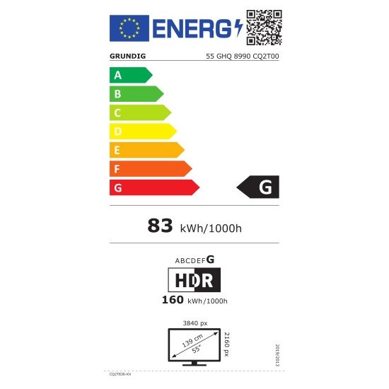 Televizor QLED 55incha GRUNDIG 55GHQ8990, Google TV, 4K UHD, DVB-T2/C/S2, HDMI, Wi-Fi, USB, energetski razred G