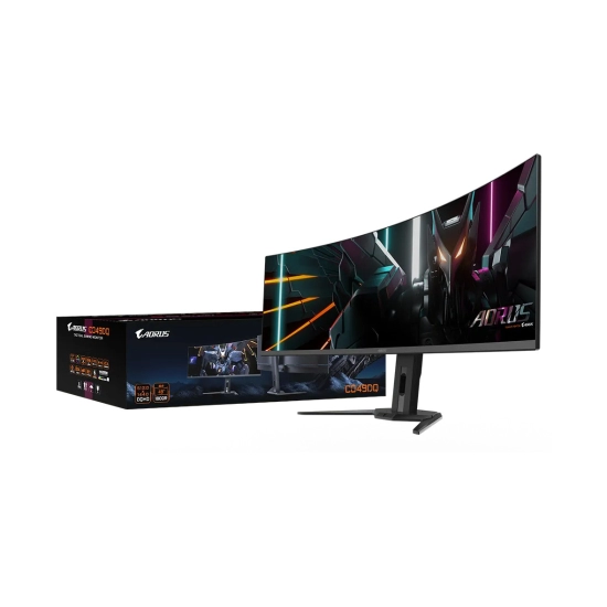 Monitor 49incha GIGABYTE AORUS, CO49DQ, DQHD, OLED, 144Hz, 0.03ms, 250cd/m2, 1 500 000 : 1, USB-C, 3x USB, zakrivljeni, zvučnici, crni