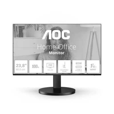 Monitor 27incha AOC 27B3CF2, FHD, IPS, 100Hz, 1ms, 250cd/m2, 1300:1, USB-C, 2x USB, zvučnici, crni   - AOC