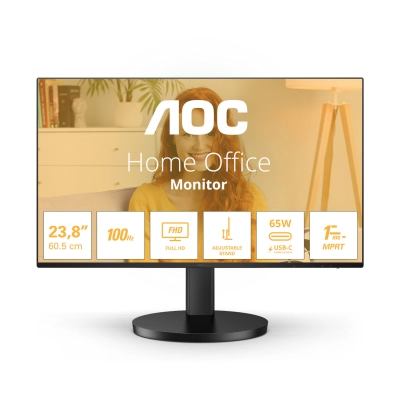 Monitor 27incha AOC 27B3CF2, FHD, IPS, 100Hz, 1ms, 250cd/m2, 1300:1, USB-C, 2x USB, zvučnici, crni   - AOC