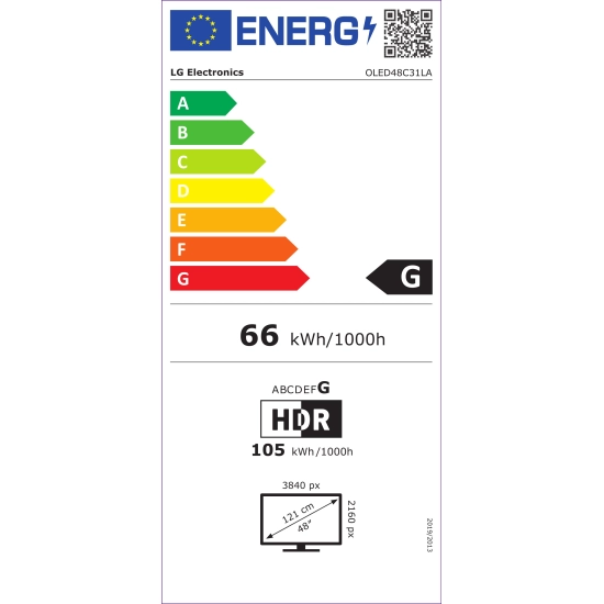 Televizor OLED 48incha LG OLED48C31LA, Smart TV, 4K UHD, DVB-T2/C/S2, HDMI, Wi-Fi, USB, energetski razred G