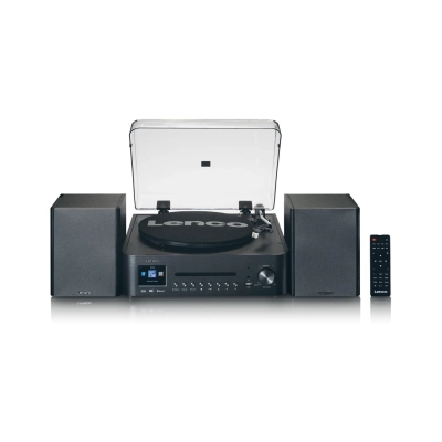 Gramofon LENCO MC-460BK, Radio/CD Player, Bluetooth, USB, AUX in, 3.5mm, zvučnici 2x 20W, LCD Zaslon, daljinski upravljač   - Gramofoni