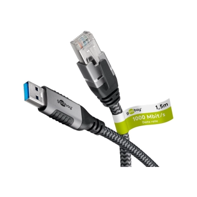 Kabel GOOBAY 70497, USB-A 3.0 (M) na RJ45 (M), 1.5m, crni   - Goobay