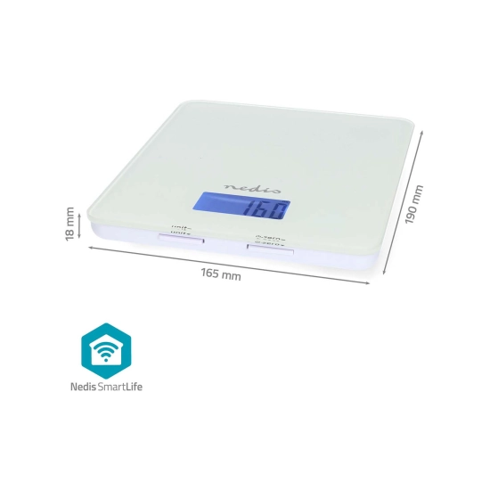 Kuhinjska vaga NEDIS KASC800WTW, 5kg/1g, Bluetooth, bijela
