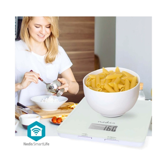 Kuhinjska vaga NEDIS KASC800WTW, 5kg/1g, Bluetooth, bijela