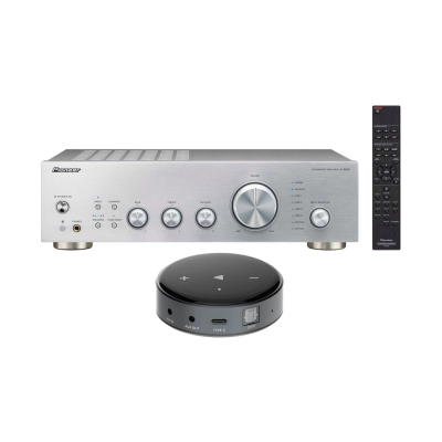 Stereo receiver PIONEER A-40AE-S, srebrno + Streamer WIIM Mini, WiFi, Bluetooth, Alexa/Siri   - AUDIO I VIDEO SUSTAVI