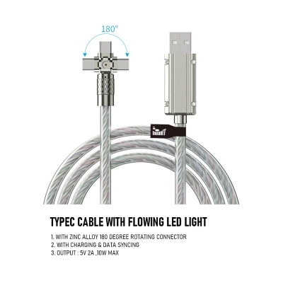 Kabel MEANIT, USB A (M) na USB C (M), LED, 1m   - MeanIt promocija!