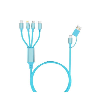 Kabel MEANIT 6u1, USB C/A (M) na USB C/Lightning/USB micro B 2.0 (M), PD, 1.2m, plavi   - MeanIt promocija!