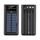 Prijenosno napajanje powerbank MEANIT, 10.000 mAh, USB C/Lightning/Micro B/USB A, solarno punjenje, svjetiljka, crni