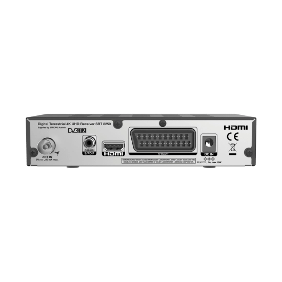 TV tuner STRONG SRT 8250, DVB-T2 TNT HEVC/H.265, 4K UHD TV tuner STRONG SRT 8250, DVB-T2 TNT HEVC/H.265, 4K UHD