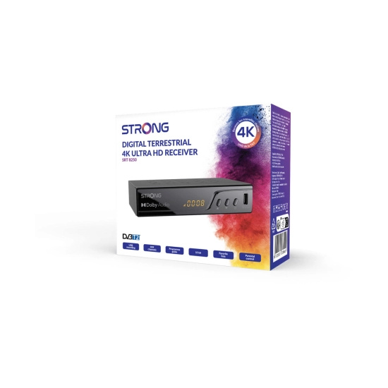 TV tuner STRONG SRT 8250, DVB-T2 TNT HEVC/H.265, 4K UHD TV tuner STRONG SRT 8250, DVB-T2 TNT HEVC/H.265, 4K UHD