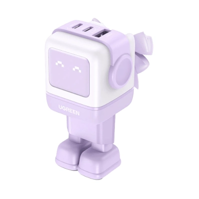 Kućni punjač UGREEN Robot, 65W, 2x USB C, USB A, GaN, ljubičasti   - Punjači za smartphone