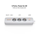 Kabel produžni produžni UGREEN, 3x ŠUKO, Power Delivery USB-C, 2x USB-A, 2m, bijeli