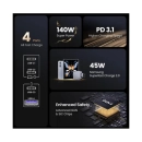 Kućni punjač UGREEN Nexode Pro, 160W, 3x USB C, USB A, kabel USB C (M) na USB C (M), GaN, sivi