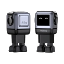 Kućni punjač UGREEN Robot, 65W, 2x USB C, USB A, GaN, sivo crni