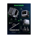 Kućni punjač UGREEN Robot, 65W, 2x USB-C, USB-A, GaN, sivo crni